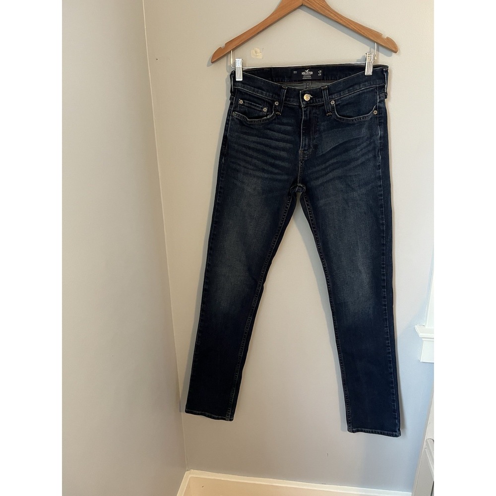 Hollister Women's W28/L30 Slim Straight Jeans Mid Rise Medium‎ Wash Blue Denim